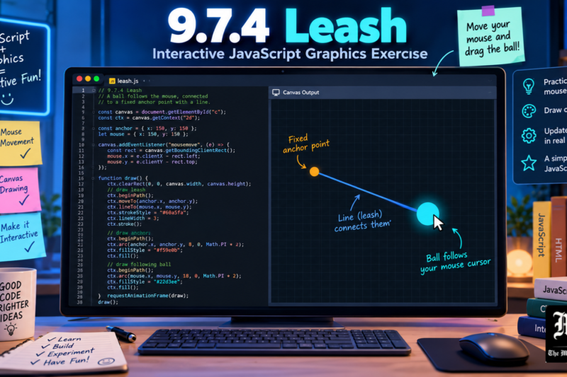 9.7.4 Leash CodeHS Answers: Complete JavaScript Solution Guide and Explanation